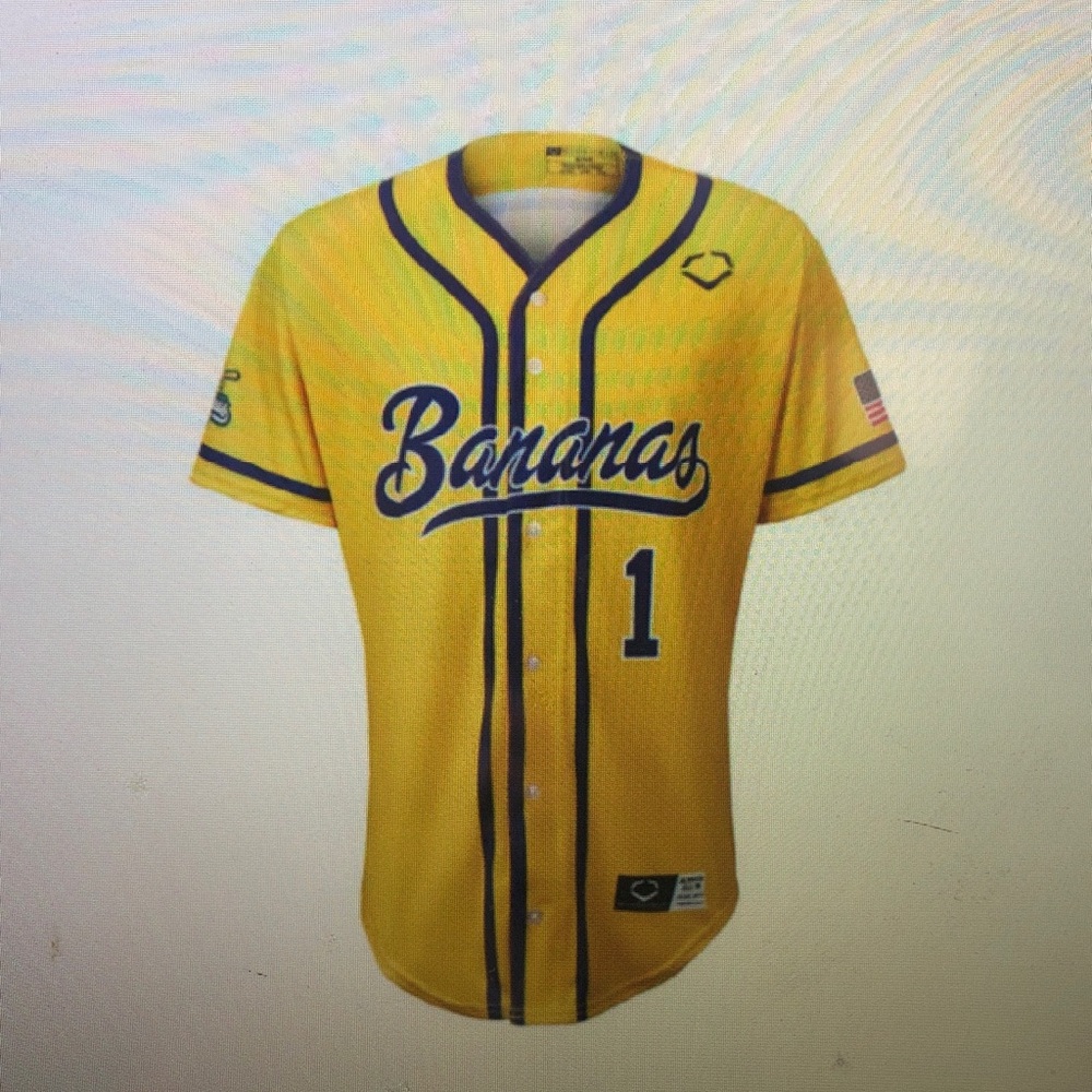 😜Savannah Bananas EvoShield Jersey Stitched Yellow☺️